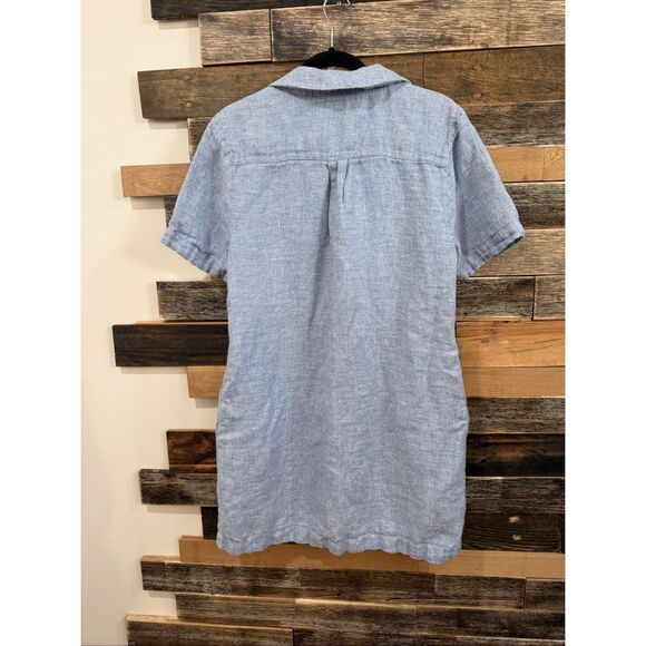 Faherty linen blue dress pockets size Large - Picture 2 of 8